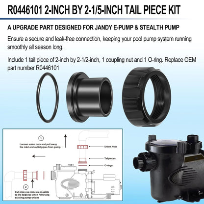 2" x 2.5" Tail Piece with O-Ring and Coupling Nut for Zodiac Jandy