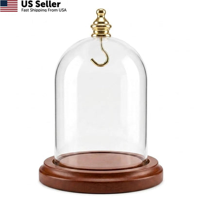 3X 4 Pocket Watch Glass Display Dome Cloche with Gold Knob and Hook
