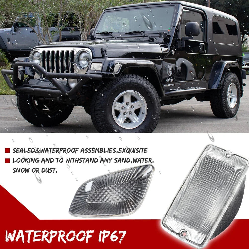 Set of 4 Clear Side Marker and Turn Signal Lights for Jeep Wrangler TJ