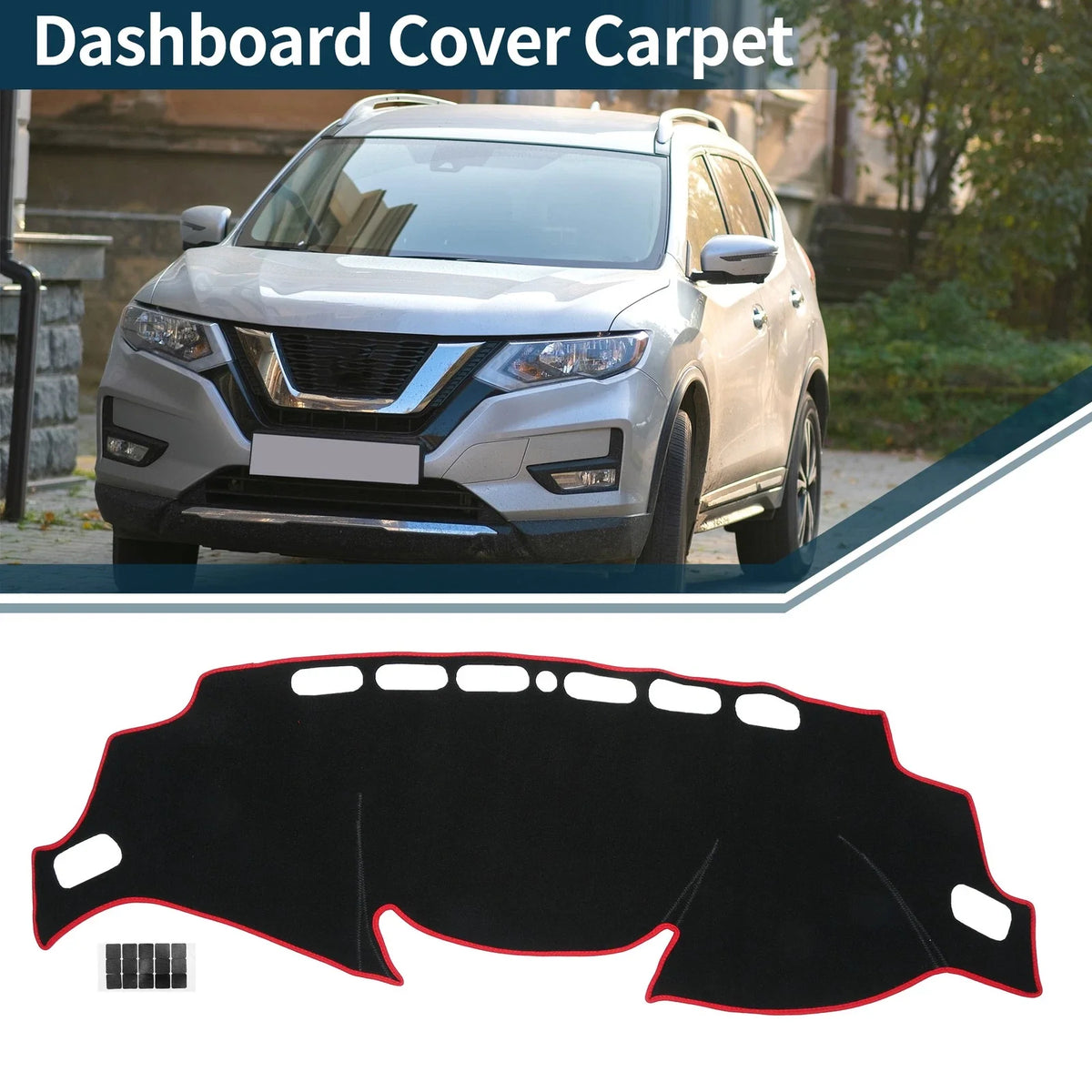 Dashboard Cover Mat for Nissan X-Trail T32 (2013–2024) Black Red Set