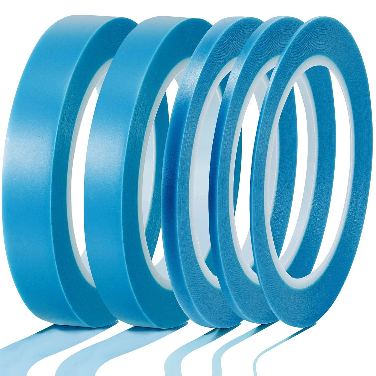 5 Rolls of Vinyl Tape Masking 1/16 to 3/4 Inch - Blue