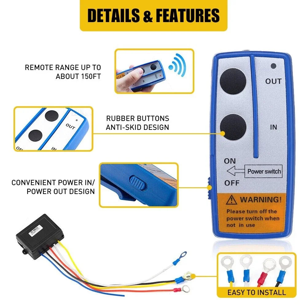 Wireless Recovery Winch Control Remote Kit for Polaris RZR 900 (12V)