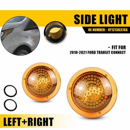 Pair Front Side Marker Light Housings Amber for Ford Transit Connect (2010–2021) EPY