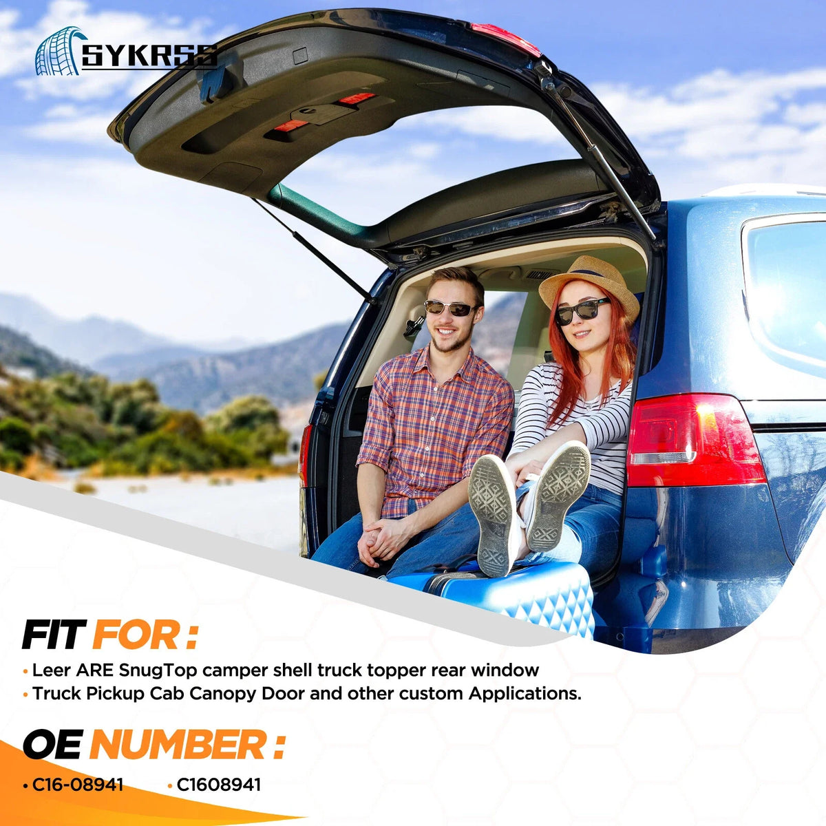 2X Lift Supports for Truck Camper Top Rear Window (16")