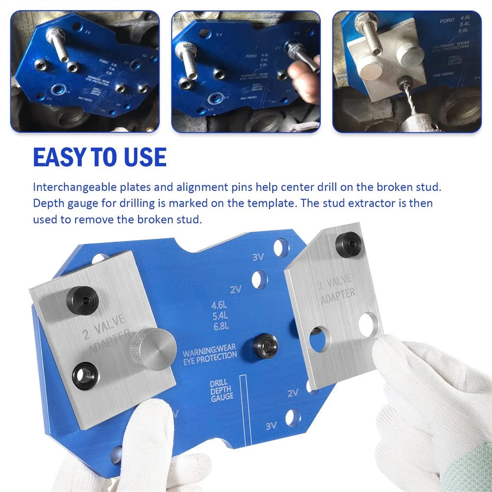 Manifold Drill Template for Ford 2V & 3V 4.6L 5.4L 6.8L V10 (2000–2010)