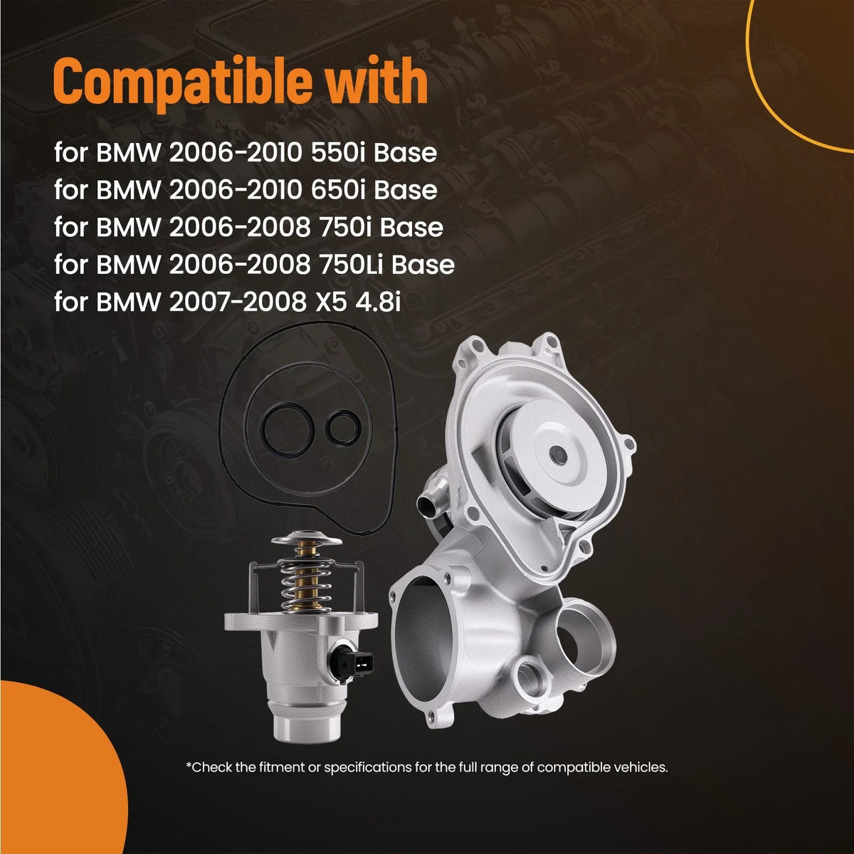 Engine Coolant Water Pump for BMW 550i 650i 750i 750Li X5 (2006–2017) AW6238 11517586779