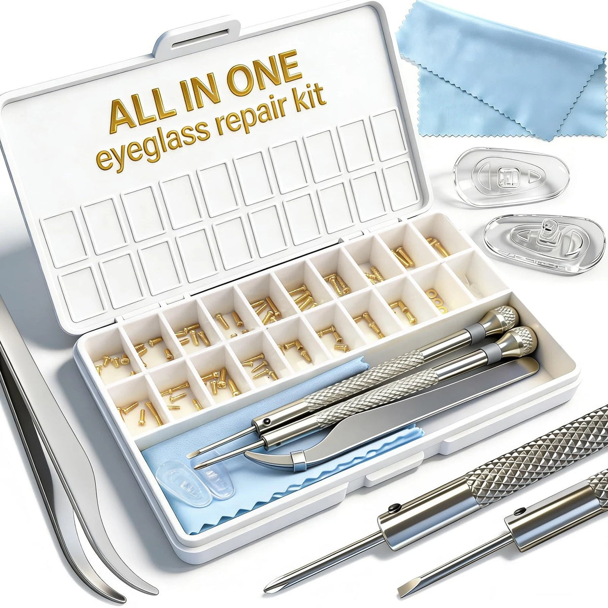Eyeglass Repair Kit with 18 Sizes Gold-Plated Screws for Various Styles