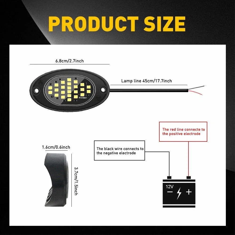 4X White LED Rock Lights for Jeep (Offroad Truck UTV ATV Boat)
