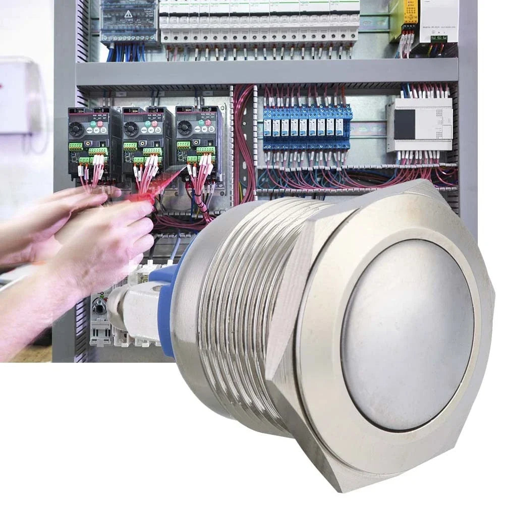 Momentary Switch for Automobiles (12V, 19mm, Stainless Steel, Waterproof)