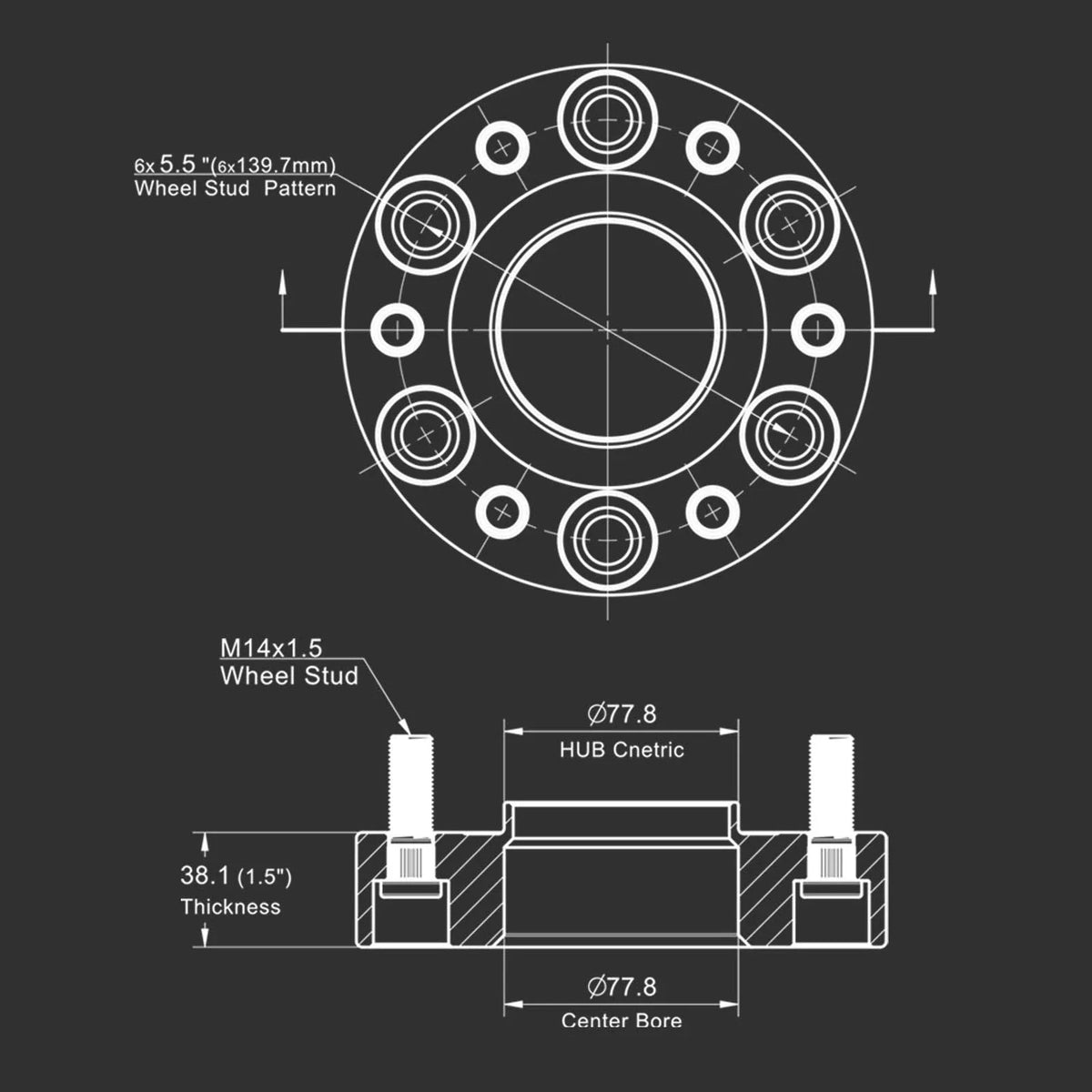 Set of 4 Hub Centric Wheel Spacers for Ram 1500 (2019–2023) 6x139.7