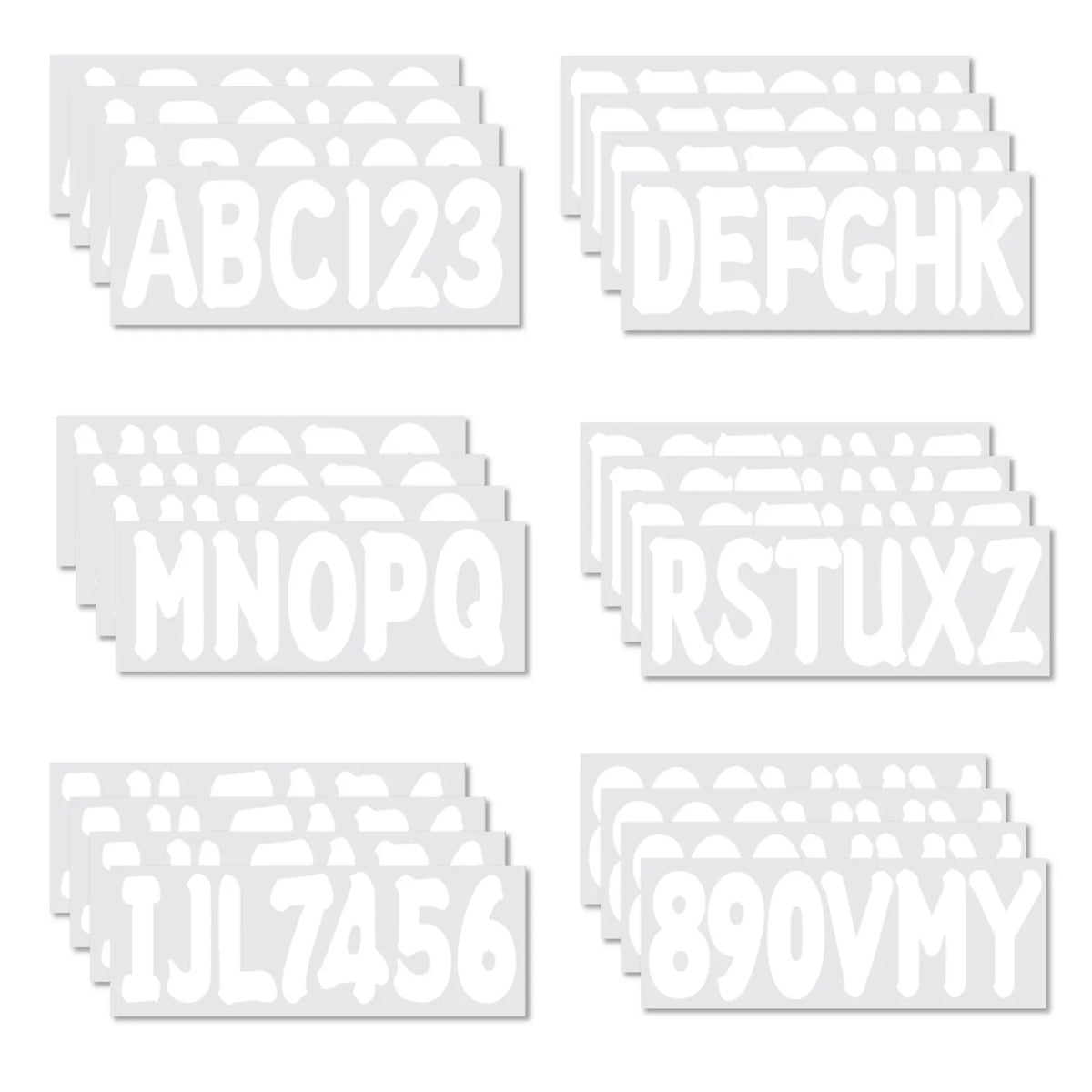 Set of 4 Marine Boat White Sticker Decals A-Z Letters & 0-9 Numbers