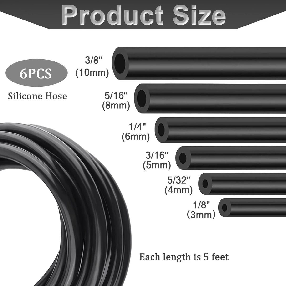 6PCS Vacuum Line Kit for Automotive (5Ft)