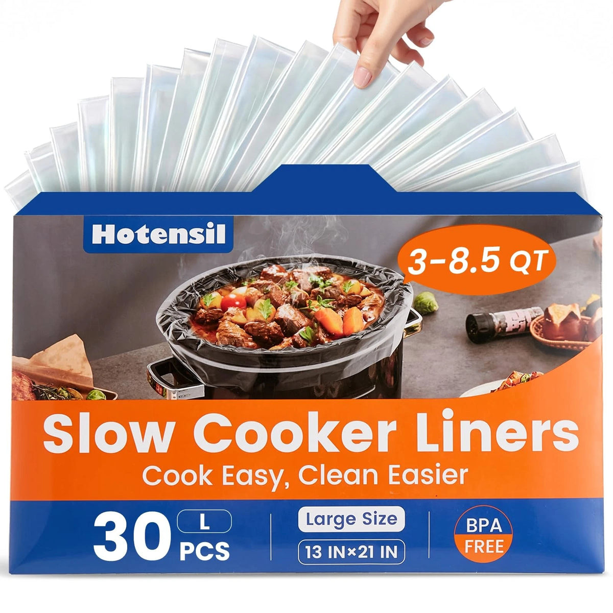 30 Count Slow Cooker Liners 13x21 Inch Heavy Duty Disposable BPA Free