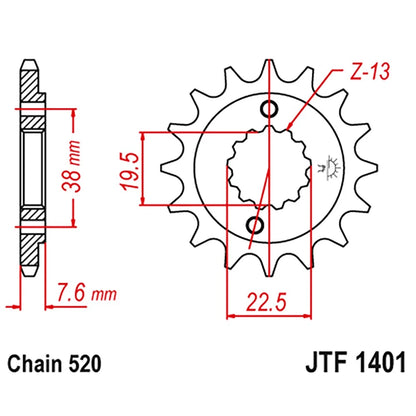 15 Tooth Front Steel Sprocket for Suzuki LT-Z400 (2003–2008) JTF1401.15