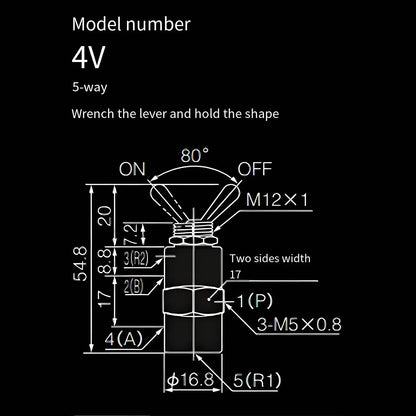 High Pressure Pneumatic Valve TAC4V 2 Position 5 Way with 6mm Fittings