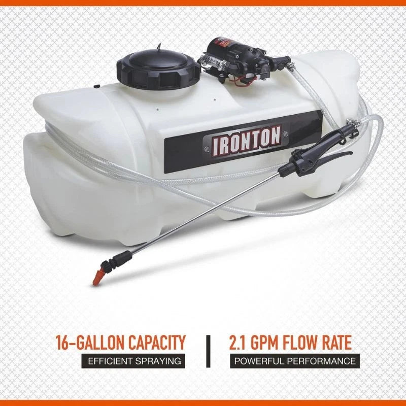 16-Gallon Ironton Spot Sprayer 2.1 GPM 12V for ATV UTV Lawn Mower Tractor