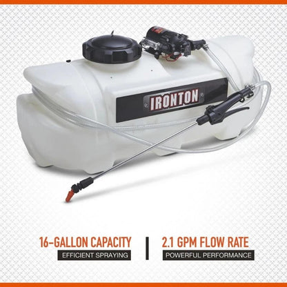16-Gallon Ironton Spot Sprayer 2.1 GPM 12V for ATV UTV Lawn Mower Tractor