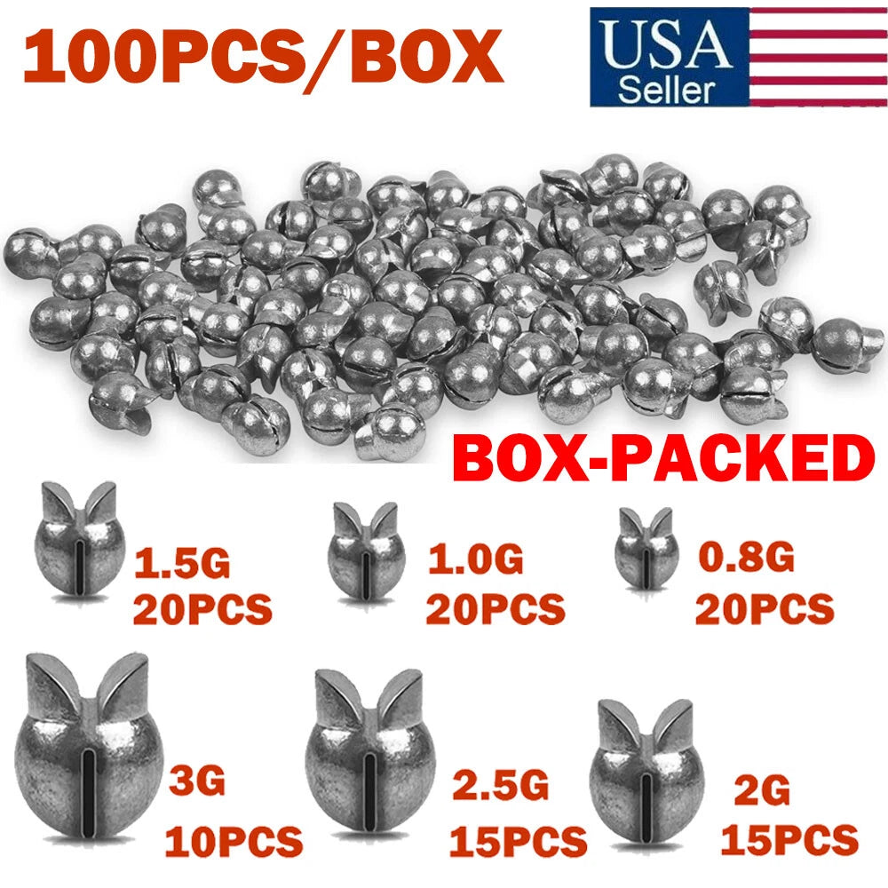 100X Split Shot Sinkers 0.8g 1.0g 1.5g 2g 2.5g 3g w/Box