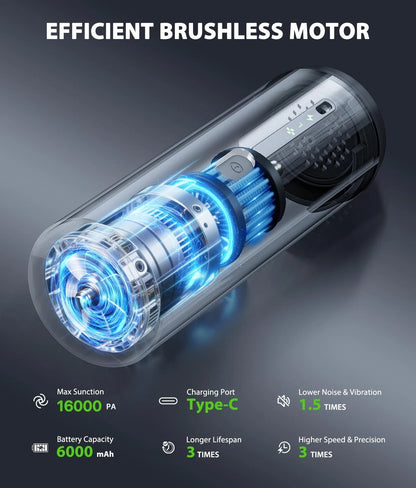 Portable Cordless Handheld Car Vacuum Cleaner 4-in-1 Mini Black