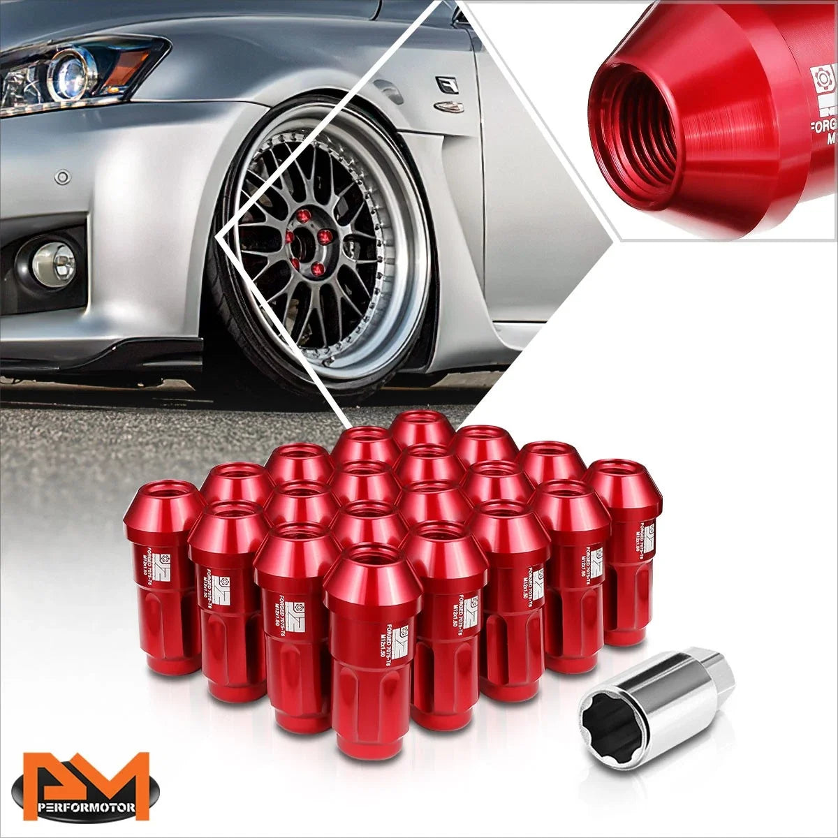 20Pcs M12x1.5 Closed End Bulge Acorn Lug Nuts for Universal Fit (All Years)