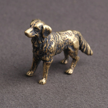 Small Dog Statue Solid Brass Figurine for Home Decoration