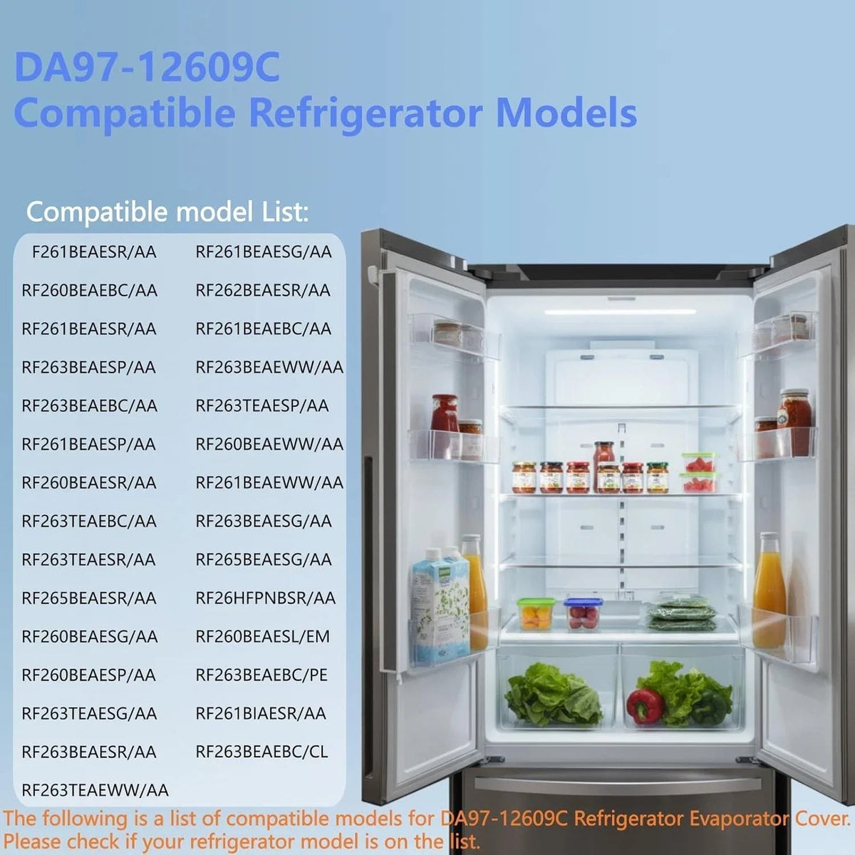 Evaporator Cover for Samsung RF263BEAESR RF260BEAESR (2017–2018)
