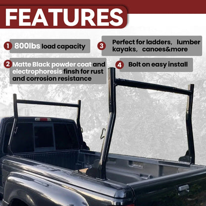 Adjustable Pickup Truck Bed Ladder Cargo Rack for Trucks (800lbs Capacity)