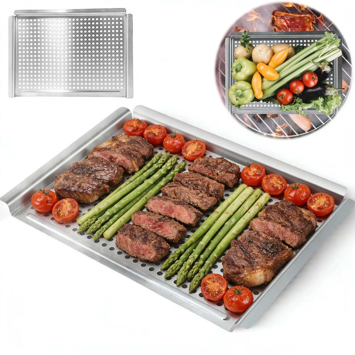 Grill Pan Topper for Outdoor Cooking (17.7" x 12.6" x 1.6")
