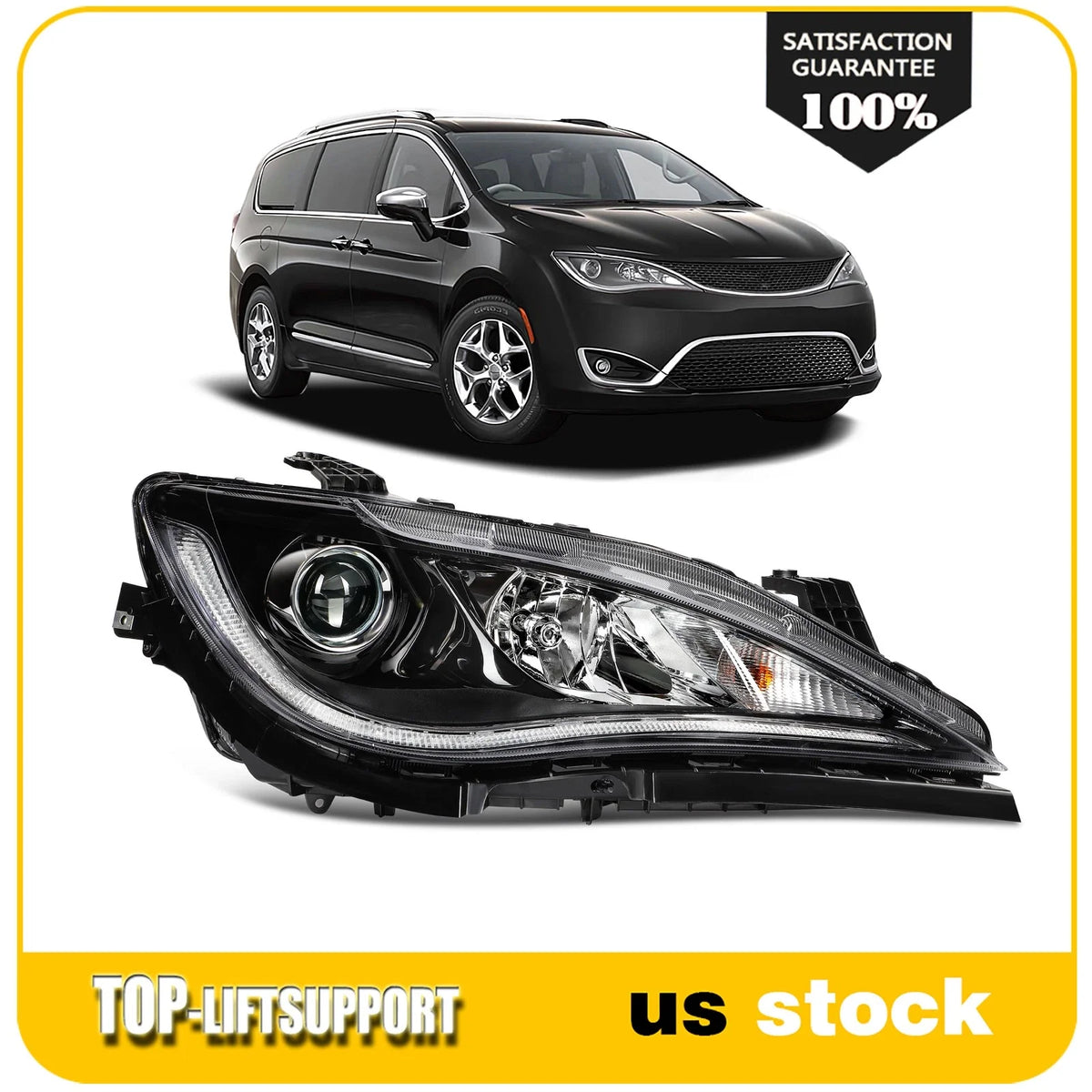 Right Headlight Assembly for Chrysler Pacifica (2017–2020) HID Projector