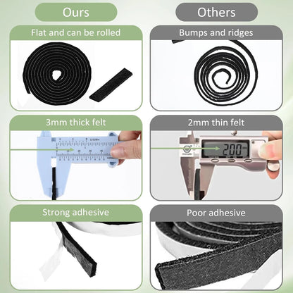 2 Rolls Felt Strip for (Non Slip Cuttable 1/2x60in, Black)