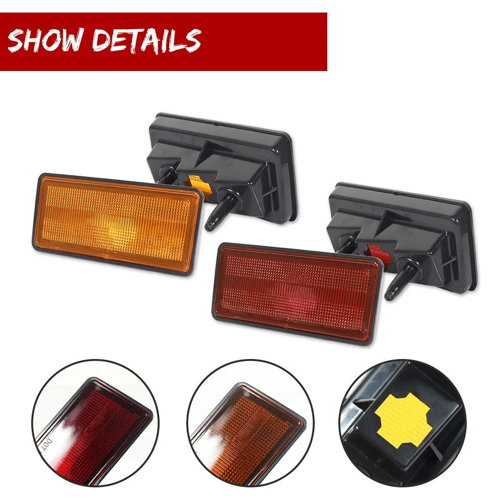 Set of 4 Amber Front & Red Rear Side Marker Lights for Chevy Corvette C3 (1974–1979)