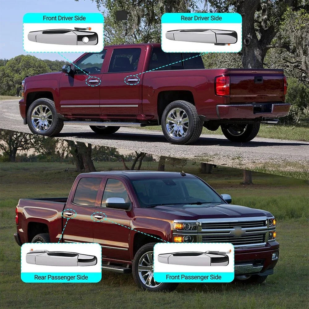 Set of 4 Chrome Handle Set for Cadillac Escalade EXT GMC Yukon XL Chevy Suburban (2007–2013)
