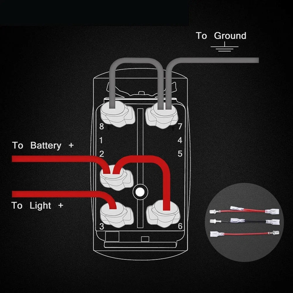 Rocker Switch LED Light Waterproof 20A-10A for Marine Boat (12V-24V)