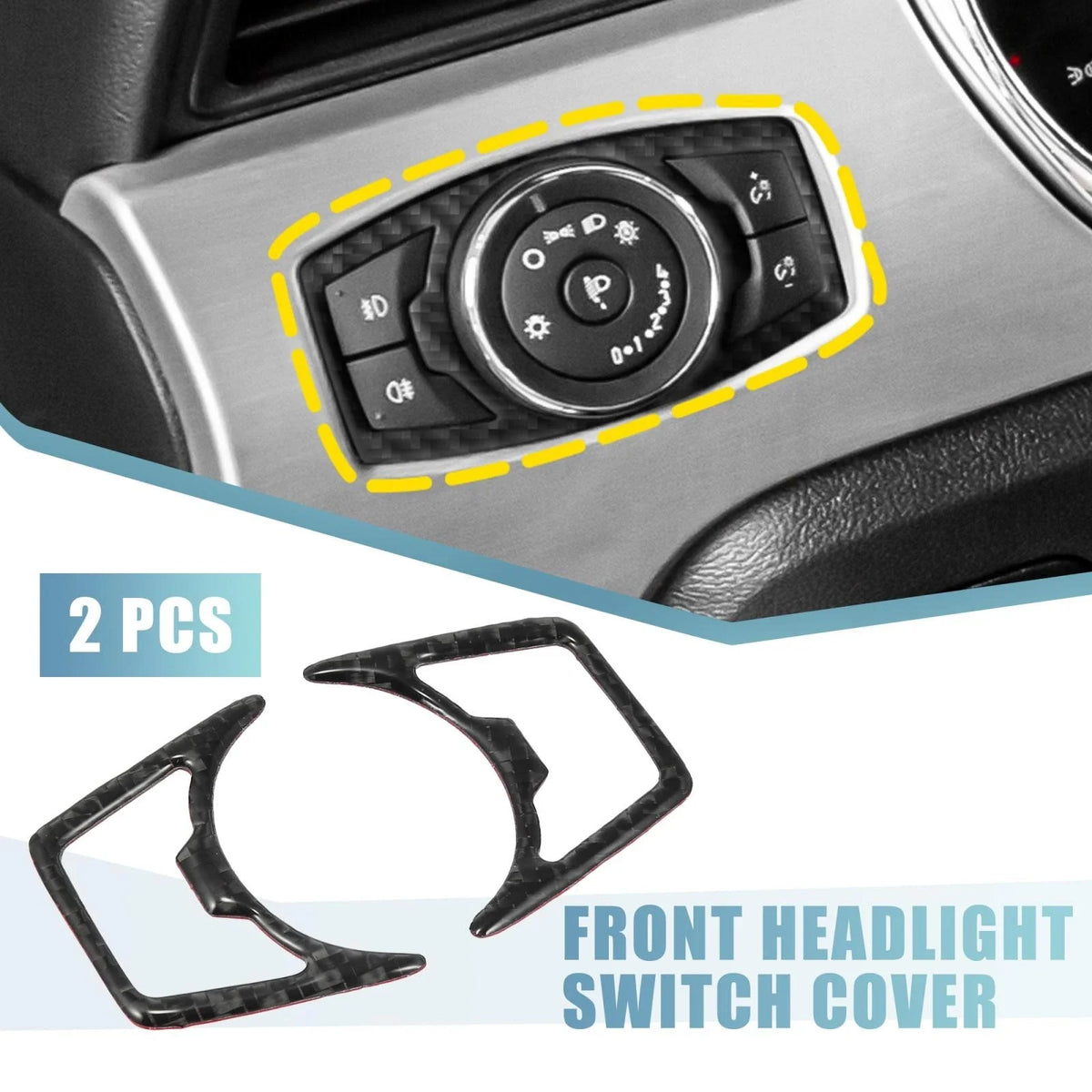 2X Headlight Lamp Switch Trim Cover for Ford Mustang (2015–2020)