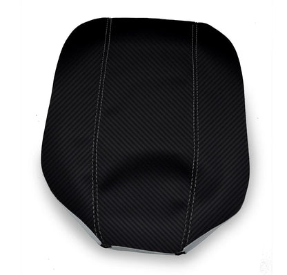Console Lid Armrest Cover for Ford Mustang (1994–2004) Carbon Fiber Gray Stitch