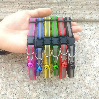 Reflective Nylon Cat Collar with Bell for Kitten Small Dog Puppy Adjustable