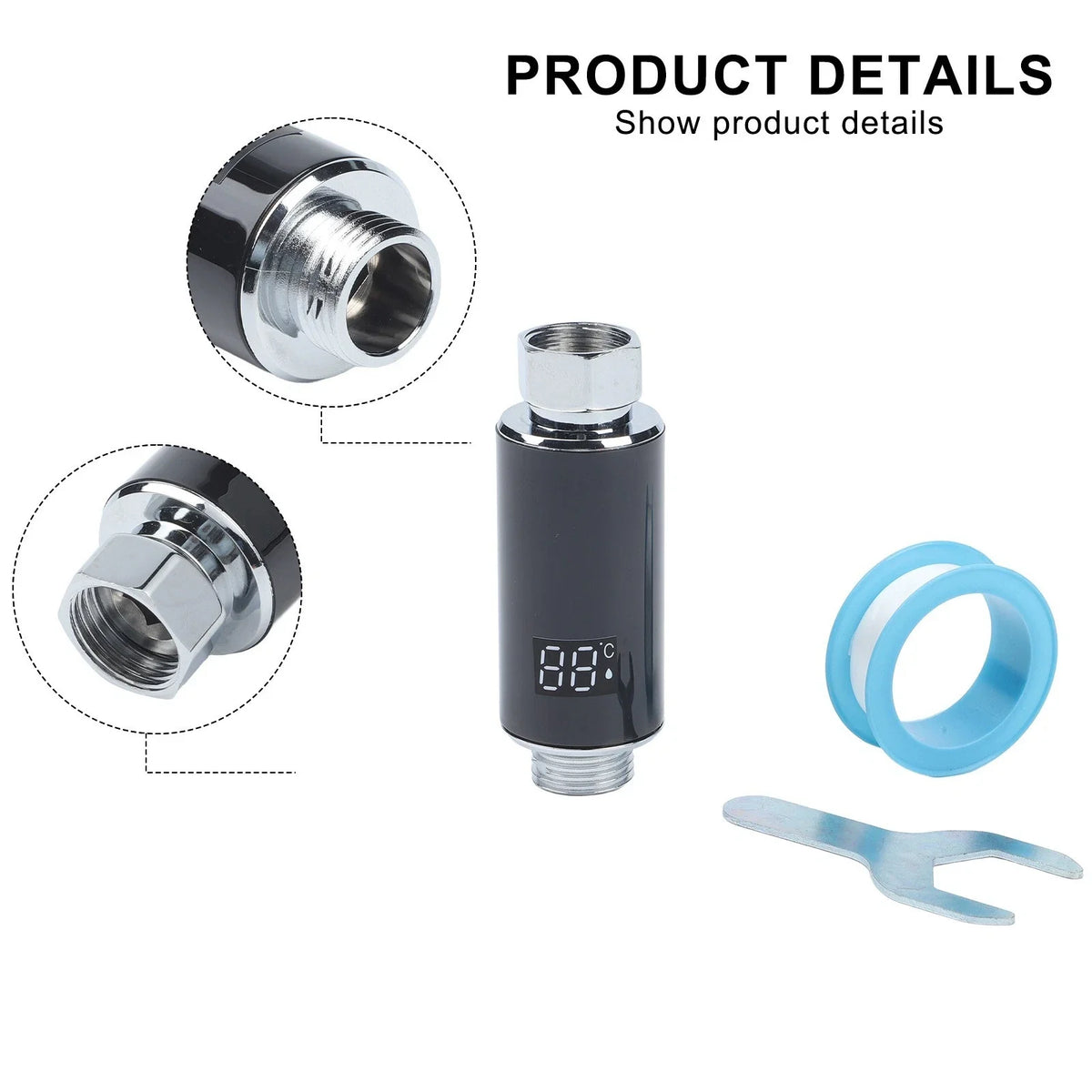 LED Water Temperature Display Shower Head for Universal Fit
