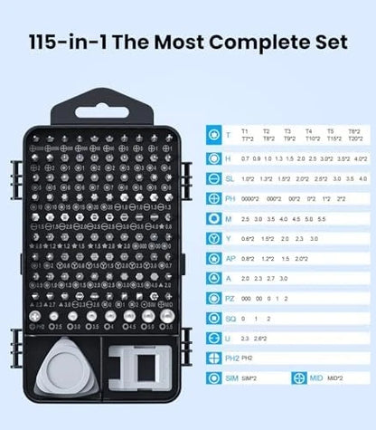 115 in 1 Precision Screwdriver Set - Black/Silver