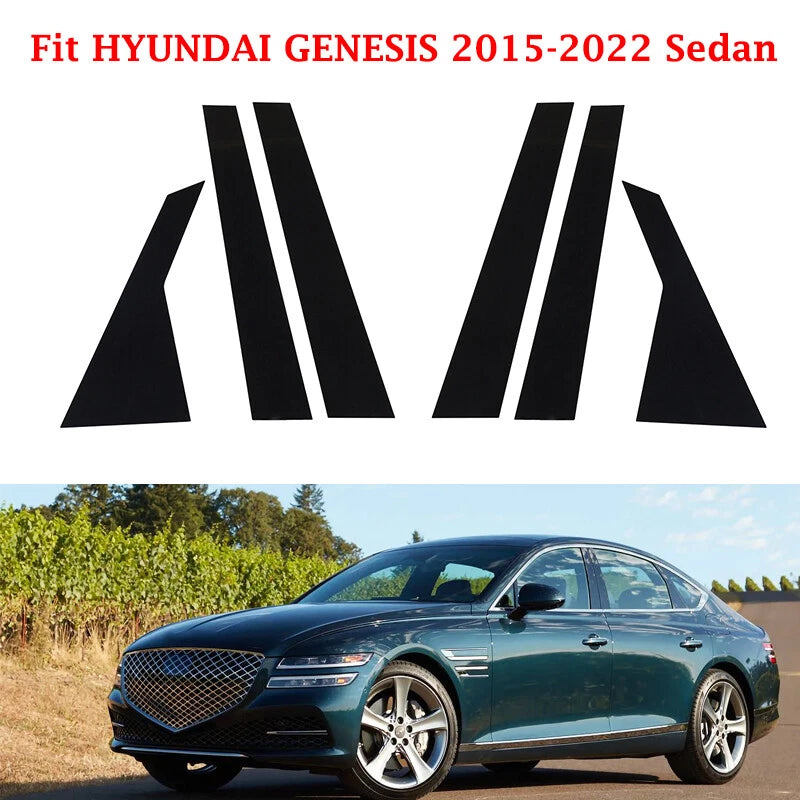6pcs Black Pillar Post Covers for Hyundai Genesis G80 (2015–2022)