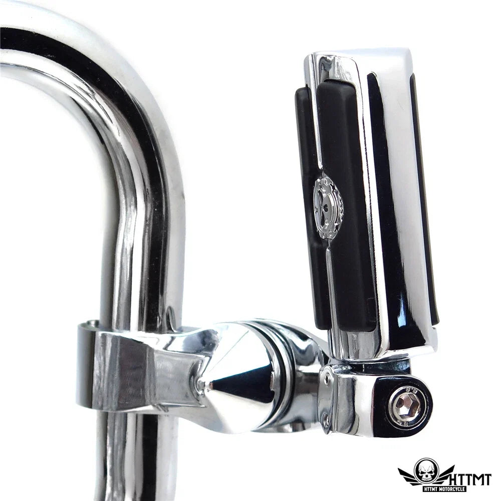 2X Gear Skull Chrome 2.5" Short Foot Peg Kit 1.25" for Harley Softail Deluxe (2005–2017)