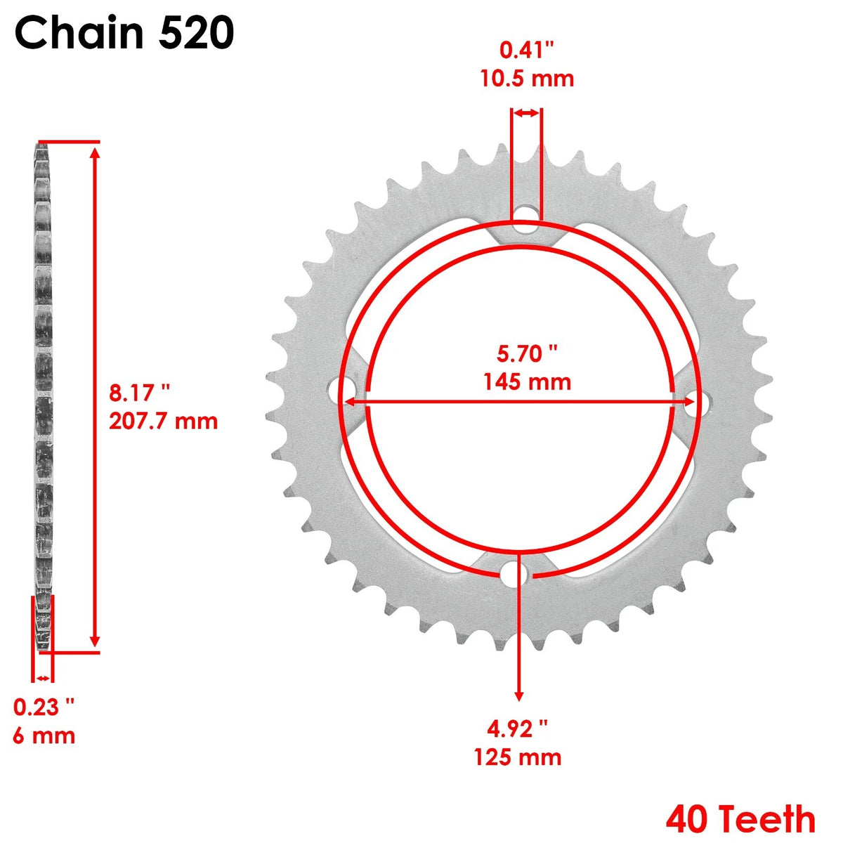 Drive Chain & Sprockets Kit for Yamaha Warrior 350 YFM350X (1987–1988) EG1510CH104XO