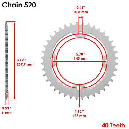 Drive Chain & Sprockets Kit for Yamaha Warrior 350 YFM350X (1987–1988) EG1510CH104XO
