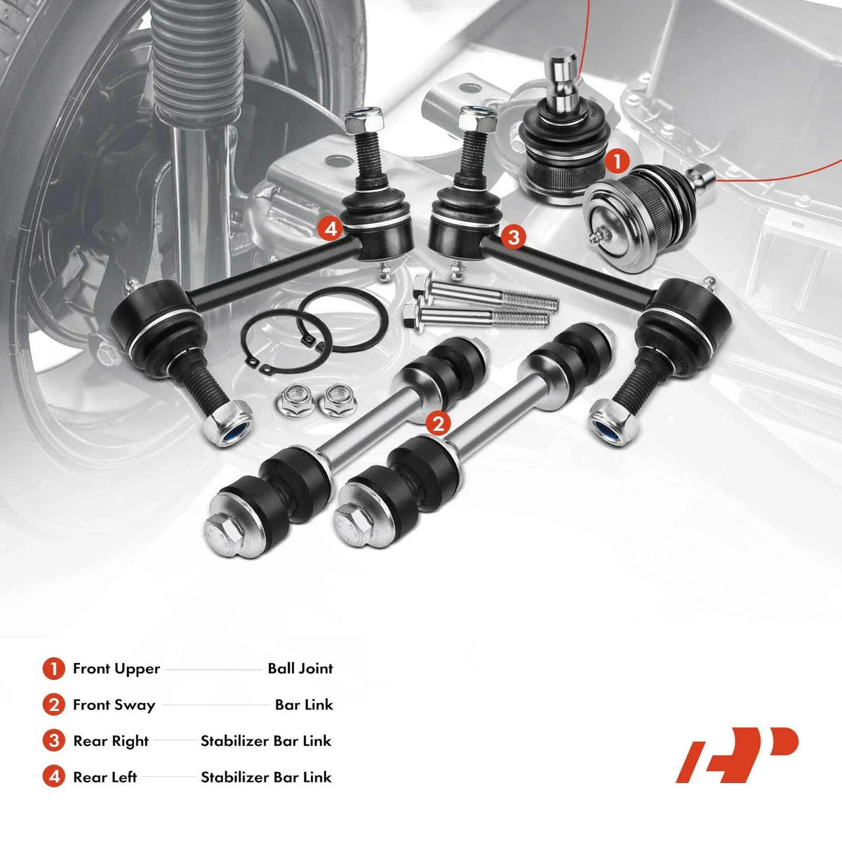 Set of 6 Ball Joints & Sway Bar Links for Chevy GMC Saab