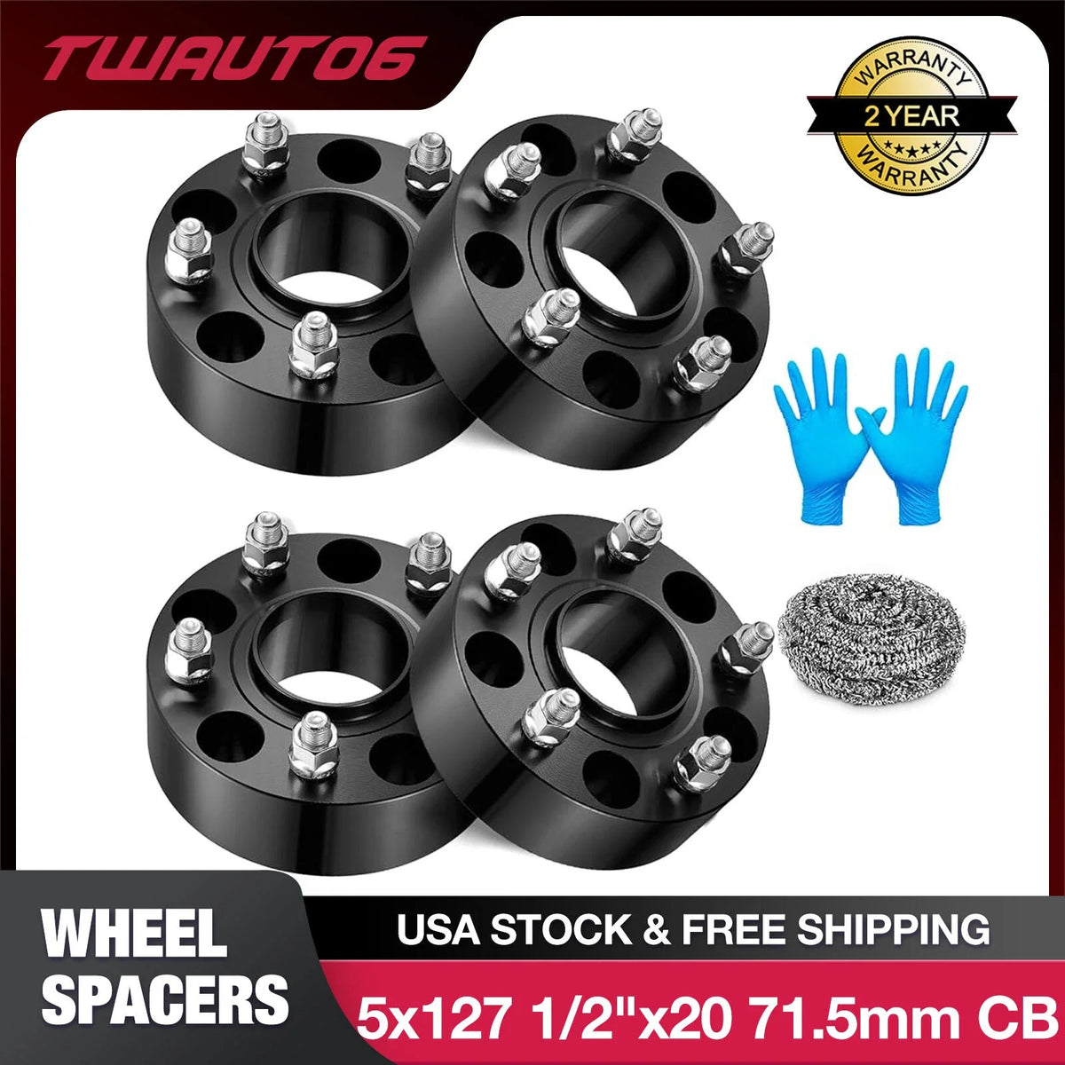Set of 4 Hubcentric Wheel Spacers 2" for Jeep Wrangler JK, Grand Cherokee (2007–2018)