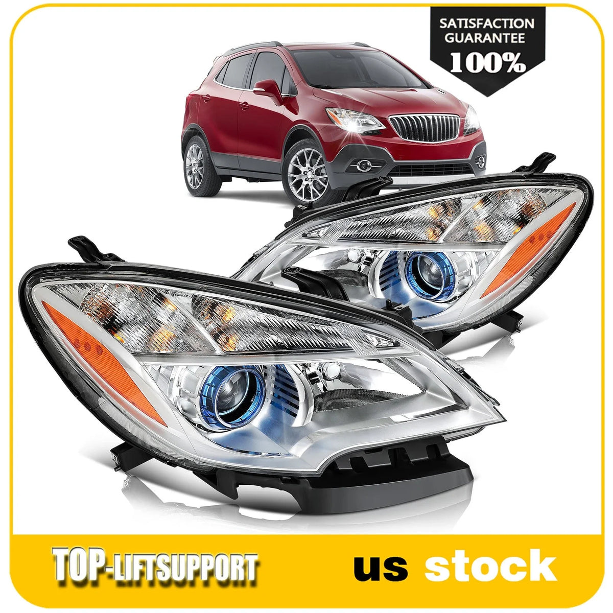 2Pcs Pair Chrome Projector Headlights for Buick Encore (2013–2016)