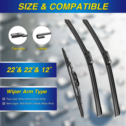 Set of 2 Silicone Windshield Wipers for 2024-2021 (22"+22")