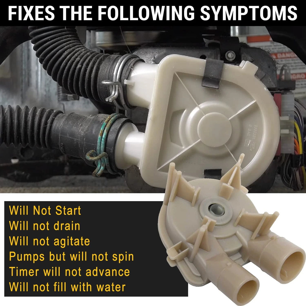 Washer Drain Pump for Whirlpool (Compatible)