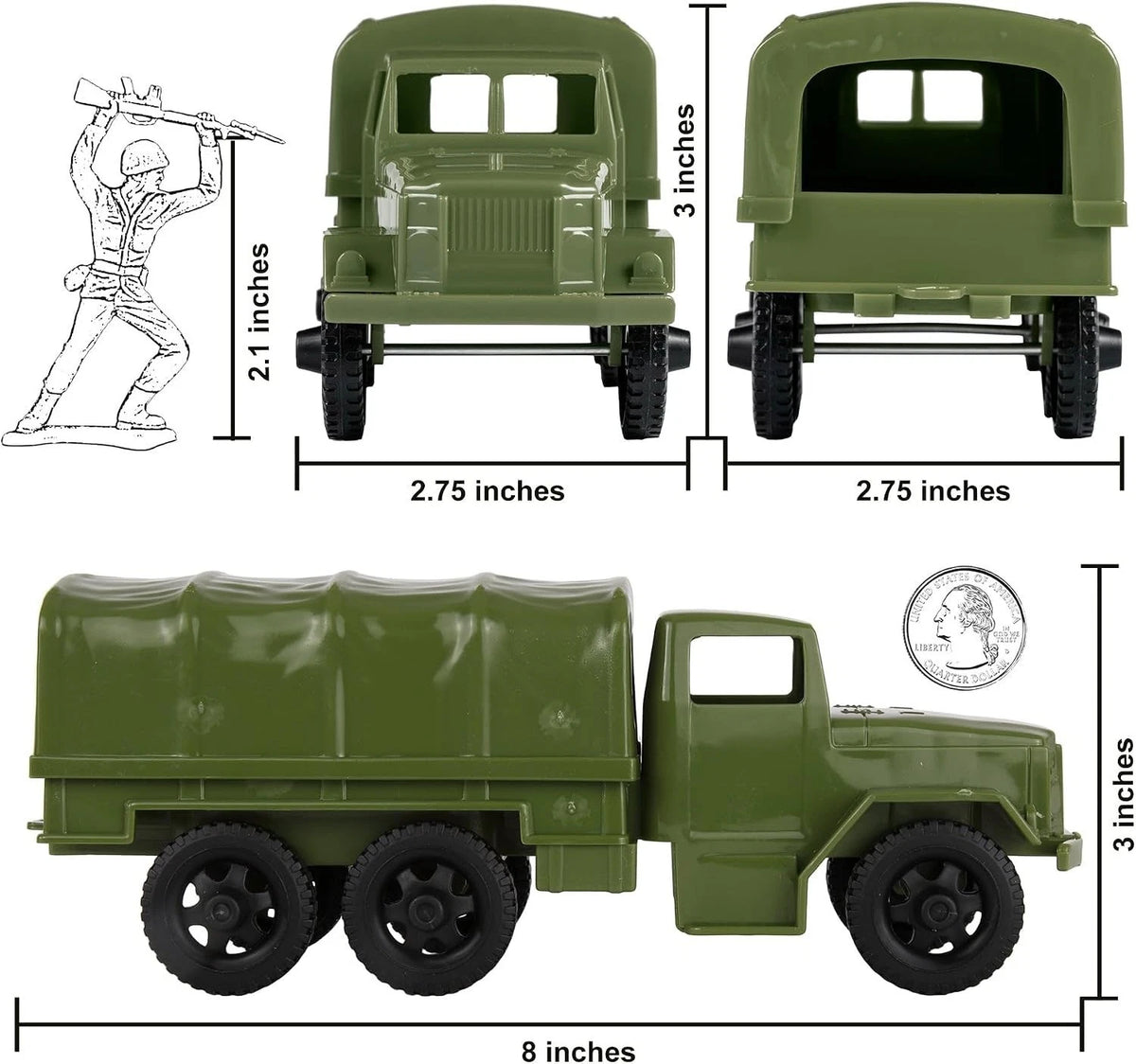 M34 Deuce Trucks for TimMee Plastic Army Men (8 inches, OD Green)