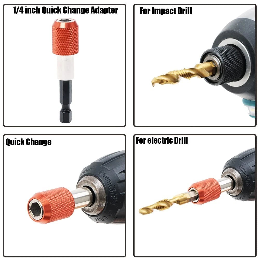 Titanium Combination Drill Tap Bit Set for Automotive Use (1.3 x 4.5 x 3.9)