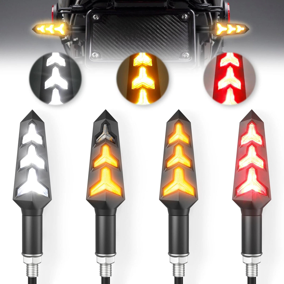 4X Y-Shaped LED Turn Signals for Motorcycle